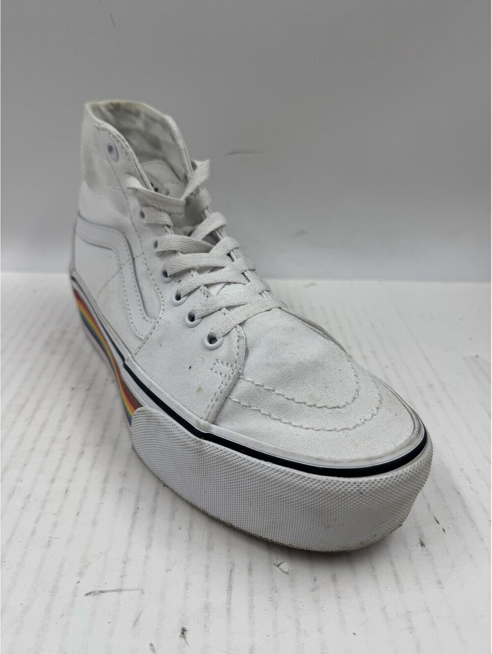 Vans Sk8-Hi Tapered Pride Rainbow Men's Sneakers Size 8.5 White Canvas Shoes
